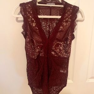Maroon Lace Bodysuit